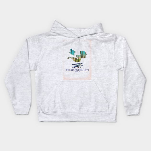 White River National Forest Colorado map Kids Hoodie by nickemporium1